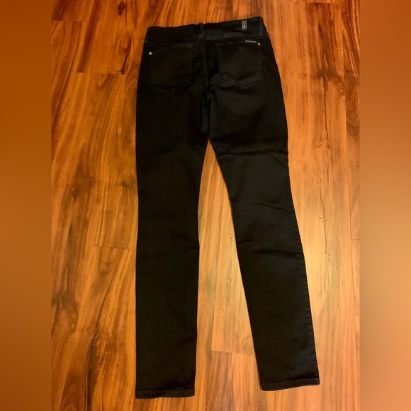 LN 7 FOR MANKIND MID RISE ANKLE SKINNY JEANS. DARK BLUE. - Picture 4 of 12